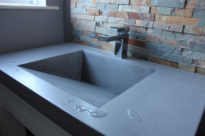 concrete bathroom vanity ramp sink