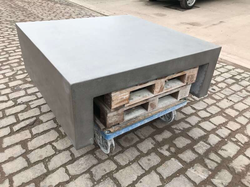 large concrete coffee table